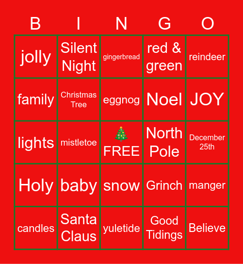 CHRISTMAS BINGO Card