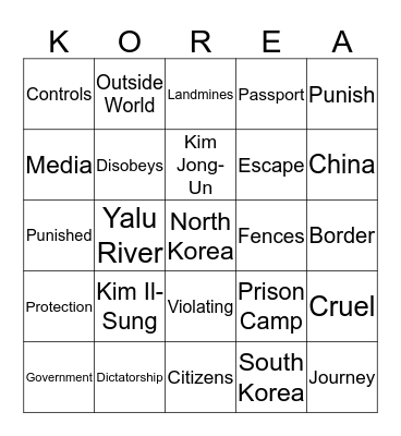 North Korean Bingo Card