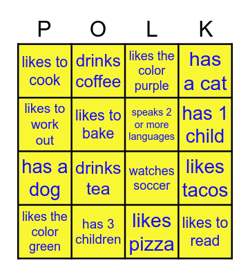 Know your Neighbor Bingo Card
