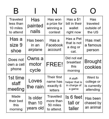 Bebber Family Reunion Bingo Card