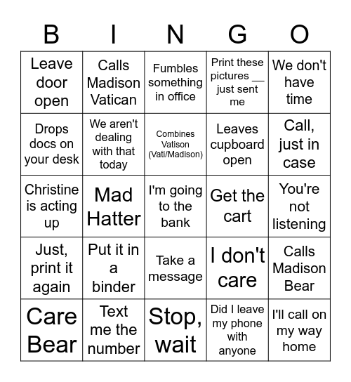 Bill Bingo Card