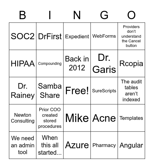 DoC Sprint Review Bingo Card