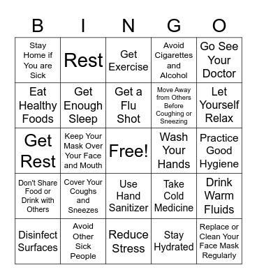 Cold and Flu Season: Protect Yourself and Others Bingo Card