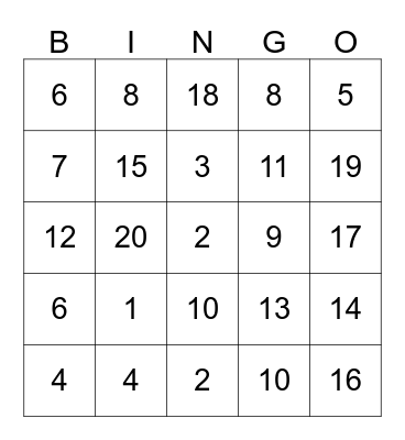 SLCPS - Quarter 1 Subtraction Facts Bingo Card