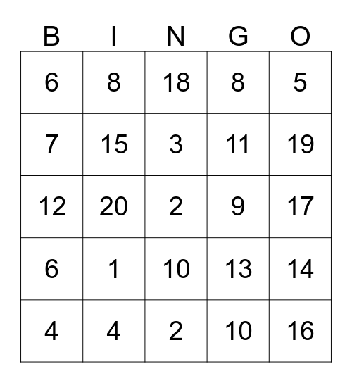 SLCPS - Quarter 1 Subtraction Facts Bingo Card