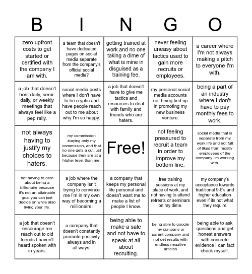 "I'm thankful for..." Bingo Card