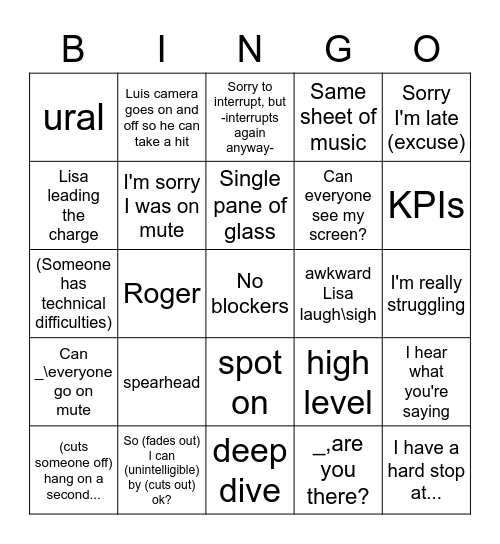 Sprint Bingo Card