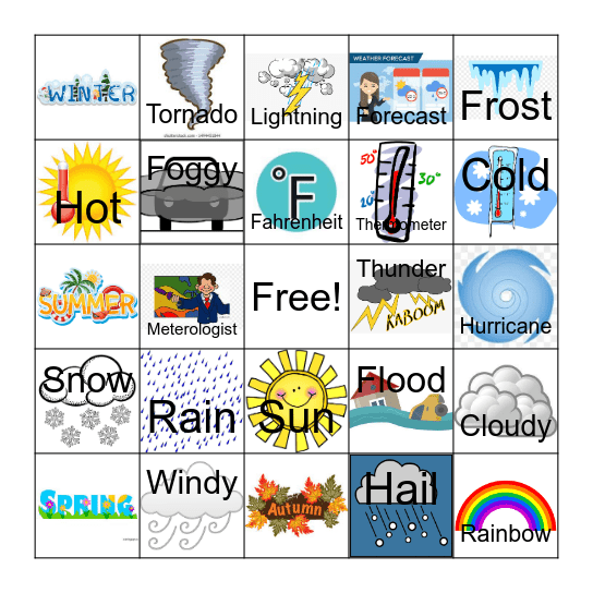 Weather Bingo Card