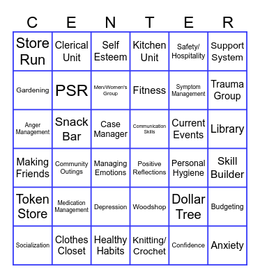 Marshall Center Bingo Card