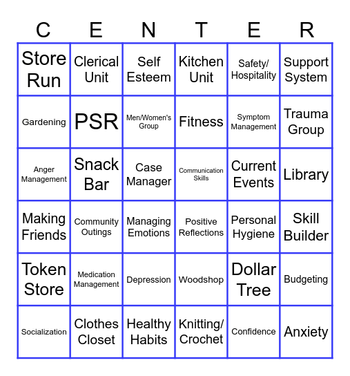 Marshall Center Bingo Card