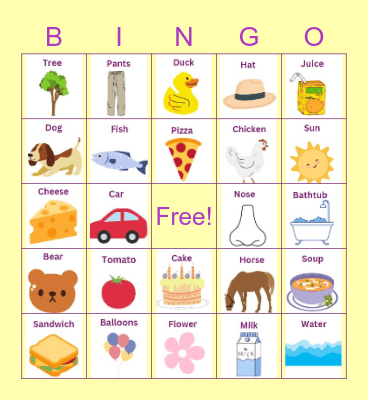 Family Fun Day Bingo Card