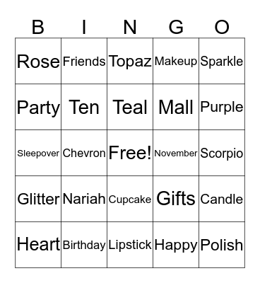 Birthday Bingo Card