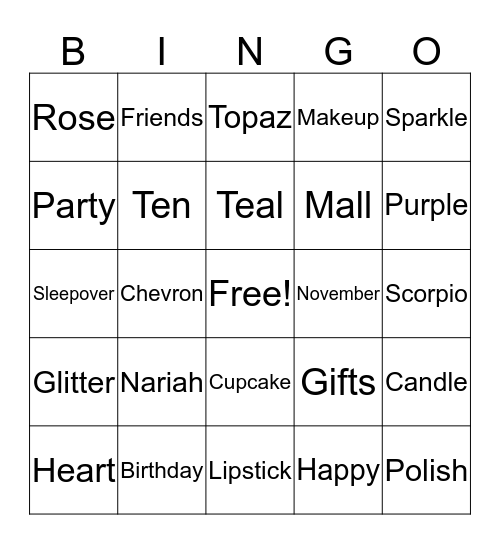 Birthday Bingo Card