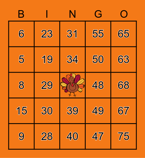 TURKEY Bingo Card