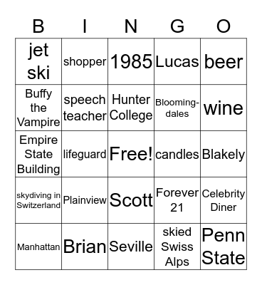 Stephanie Bingo Card