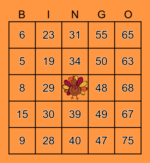 TURKEY Bingo Card