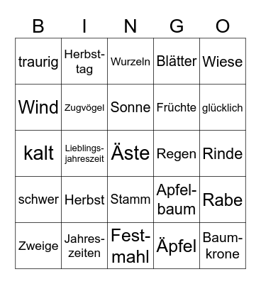 Bäume Bingo Card