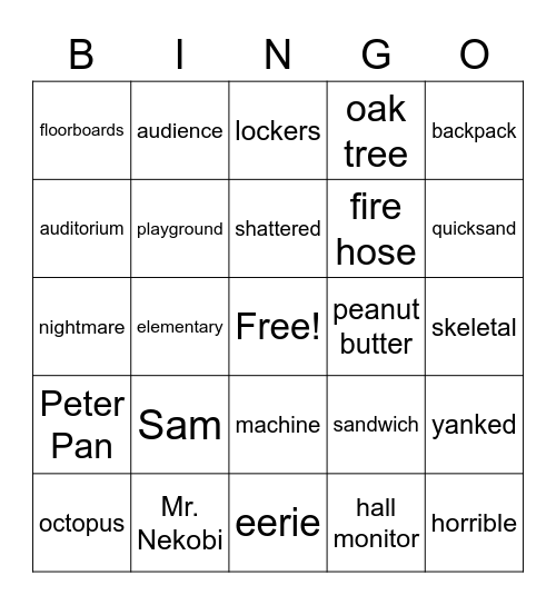 Eerie Elementary Bingo Card