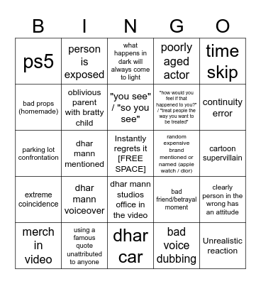 Dhar Mann Bingo v3 Bingo Card