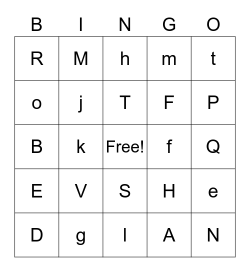 Alphabet Bingo Card