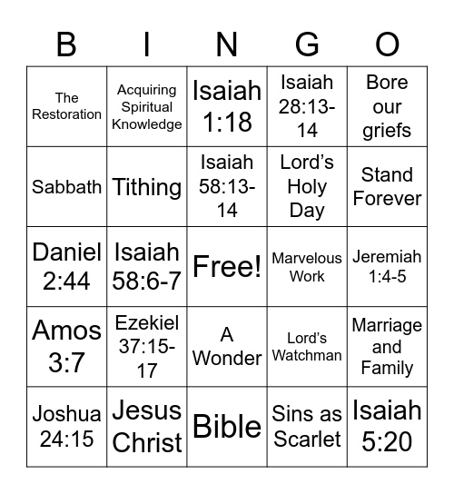 Doctrinal Mastery Bingo Card