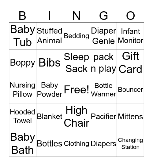 Fallon's Baby Shower Bingo Card