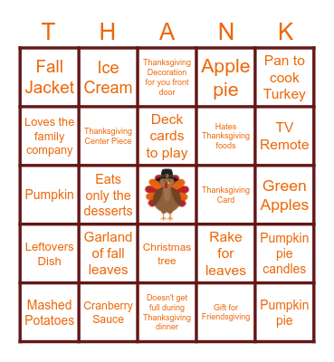 Fall Themed Bingo Card