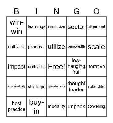 Workplace & EJ Team Bingo Card