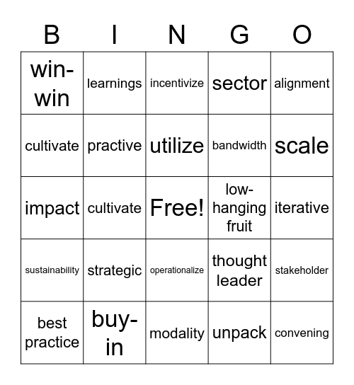 Workplace & EJ Team Bingo Card