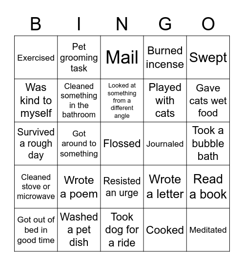 Squirrel Bingo Card