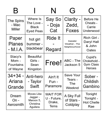 Mixed Media Hits Bingo Card