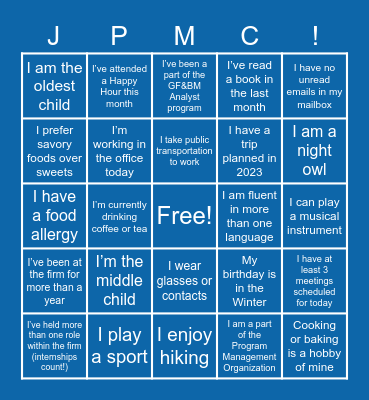 Quarterly All Hands Bingo Card