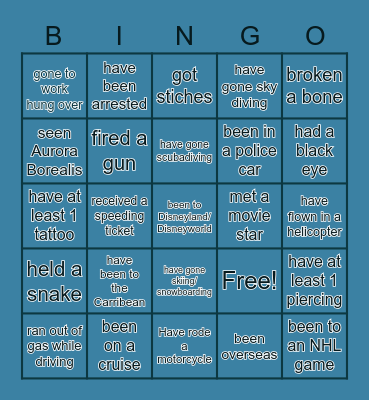 Ice-Ice Breaker! Bingo Card