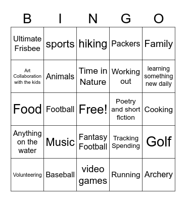 Passions Bingo Card