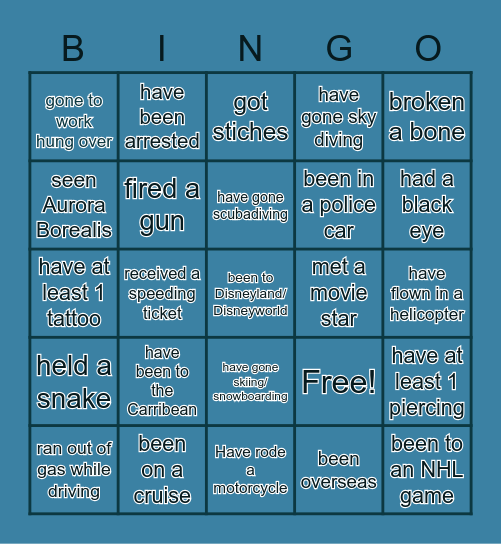 Ice-Ice Breaker! Bingo Card