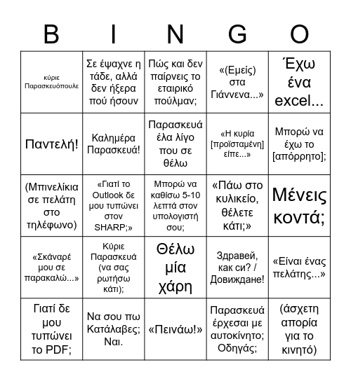 ΔΕΔΔΗΕ Bingo Card