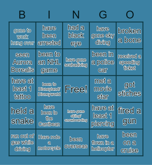 Ice-Ice Breaker! Bingo Card