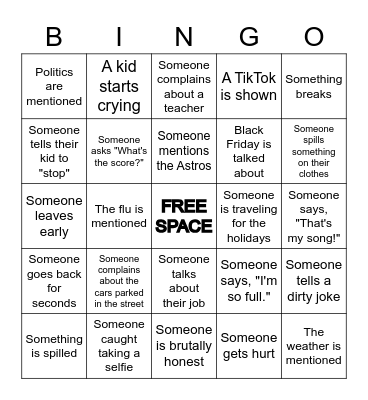 Friendsgiving Bingo Card