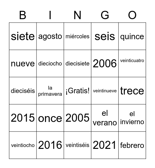 El Calendario Bingo Card