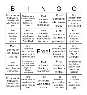 WTAH BINGO Card