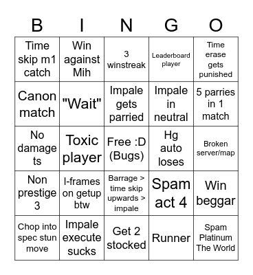 YBA Nerfed Kc Bingo! Bingo Card