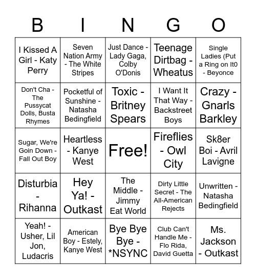 Music Bingo Card