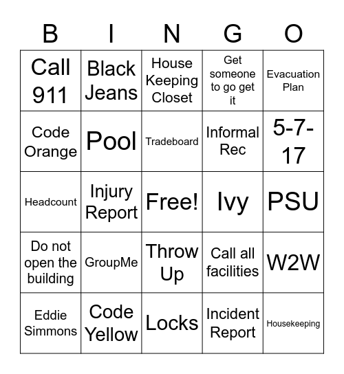 Supervisor Bingo Card