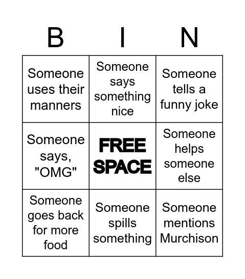 FRIENDSGIVING Bingo Card