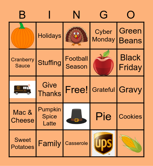 🥮 UPS Thanksgiving 🦃 Bingo Card