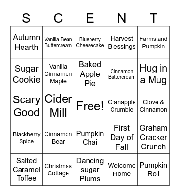 Scentsy Bingo Card