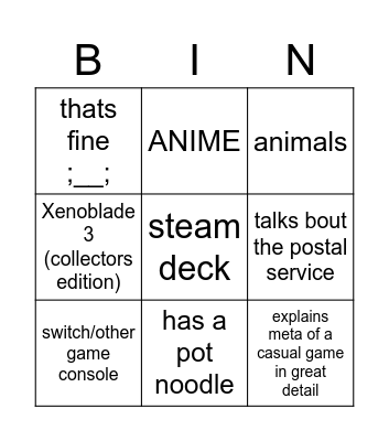 Untitled Bingo Card