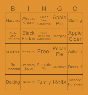 Thanksgiving! Bingo Card