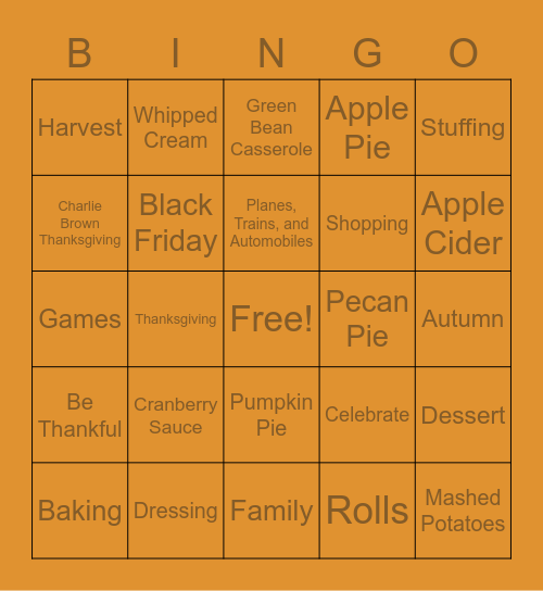 Thanksgiving! Bingo Card