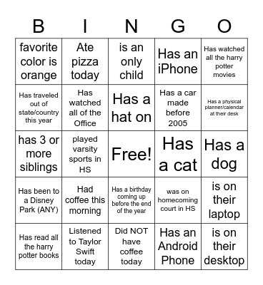 Gaby's Team Meeting Bingo Card